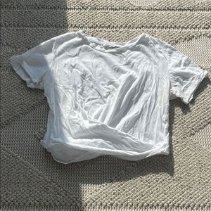 Classic White Women's Crop Top Twist Front